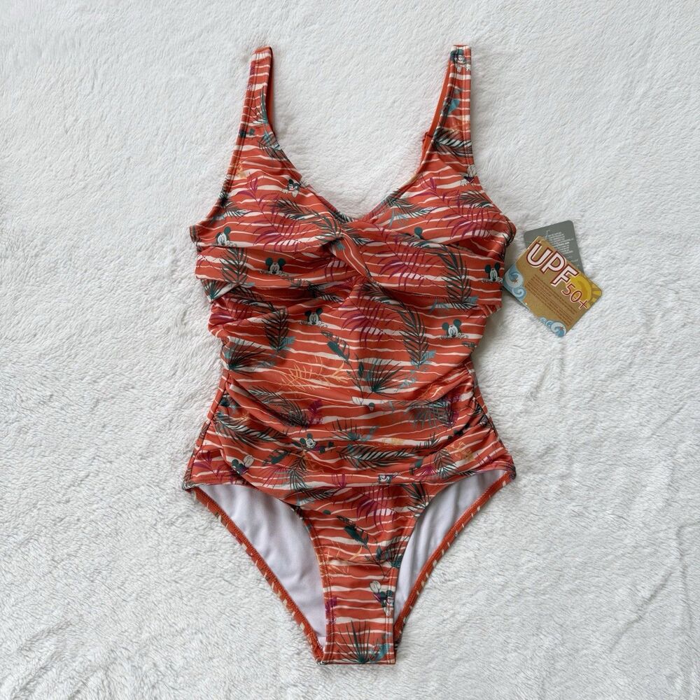 Disney Store Mickey Mouse Women's One Piece Swimsuit Summer Orange Size XS NEW